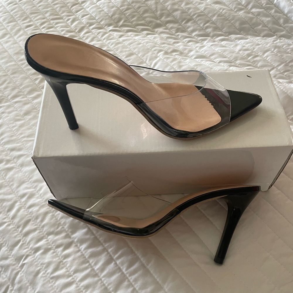 Clear & Black Heels Never Worn